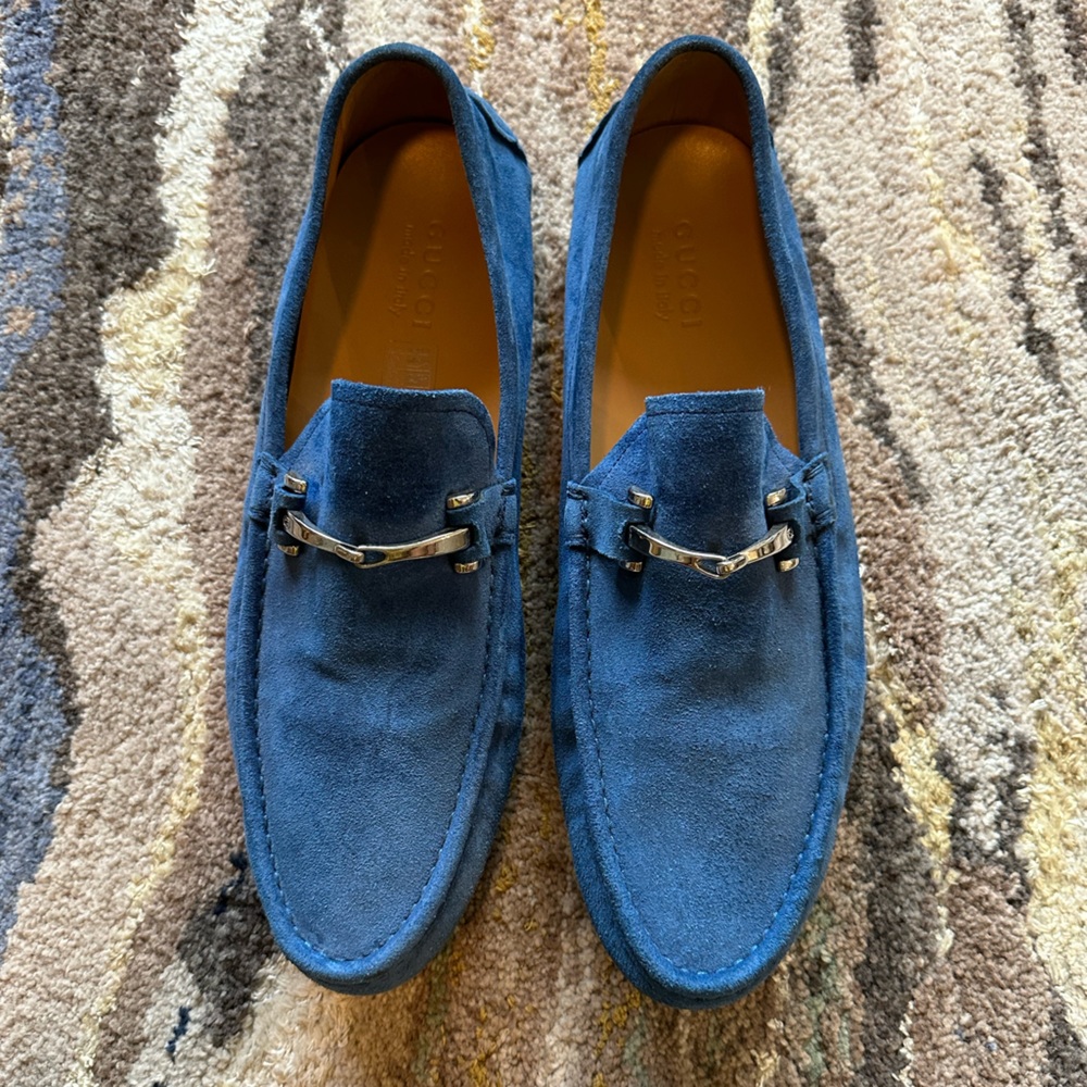 Men’s Authentic Gucci Loafer / Blue Suede / Size 11